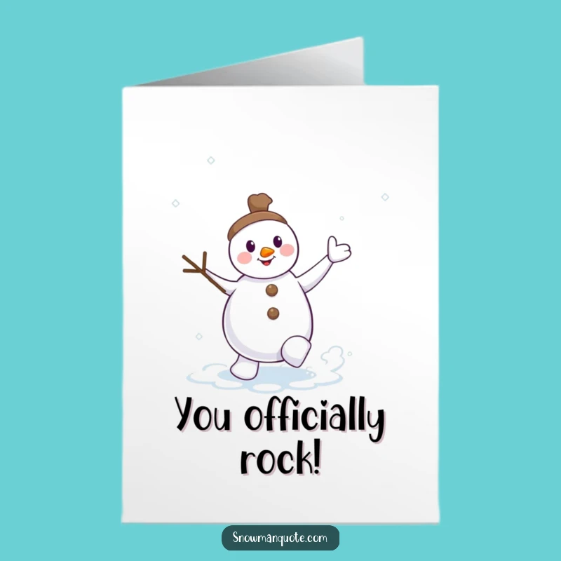 Free Printable Congrats Card: Dancing Snowman Celebrating, Fun Downloadable Gift for Big Wins
