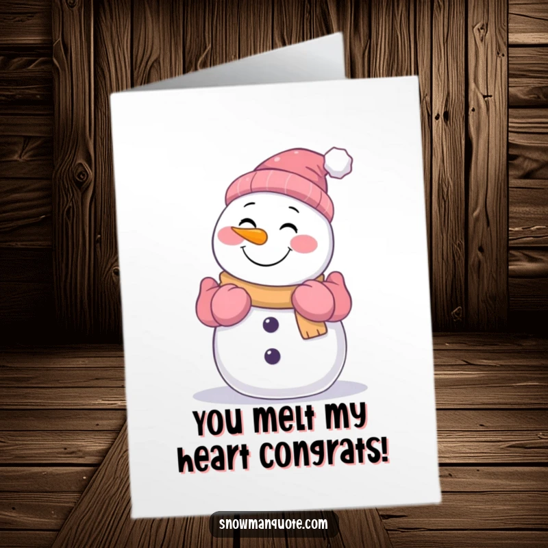 Funny Free Printable Congratulations Card: A cheerful snowman with gloved arms outstretched offers a warm, friendly hug to celebrate a win.