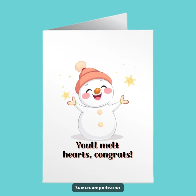 Free Printable Congrats Card: Snowman's Juggling Act, Downloadable Celebration Gift