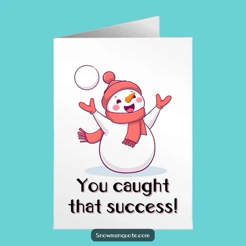 Free Printable Snowman Snowball Congrats Card: Funny Winter Win Downloadable