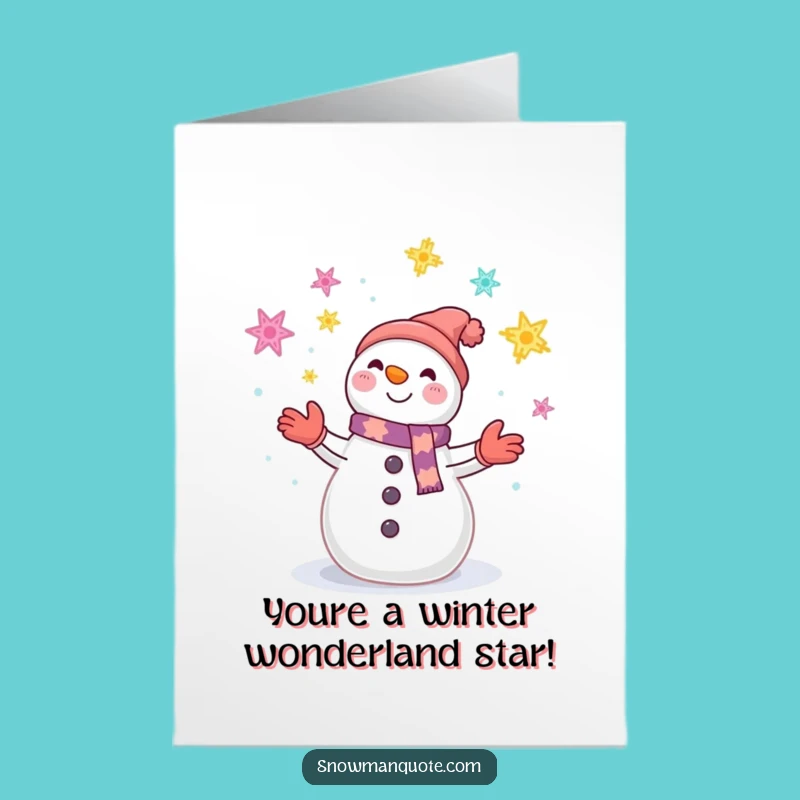 Free Printable Congrats Card: Juggling Snowman Snowflakes Funny Downloadable