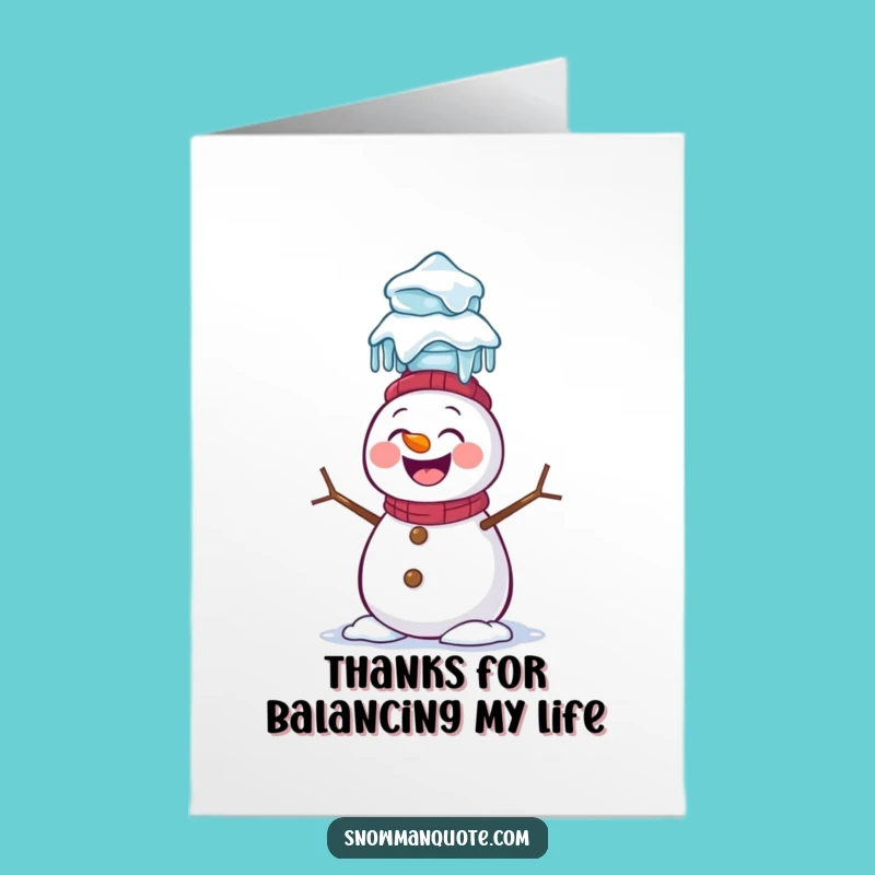 Free Printable Snowman Icicle Thank You Card: Funny Balance Downloadable