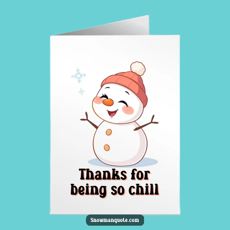 Free Printable Snowman Winky Thank You Card: Funny Winter Downloadable Gift