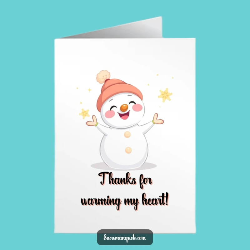 Free Printable Thank You Card: Snowman's Snowflake Show, Downloadable Gratitude Gift