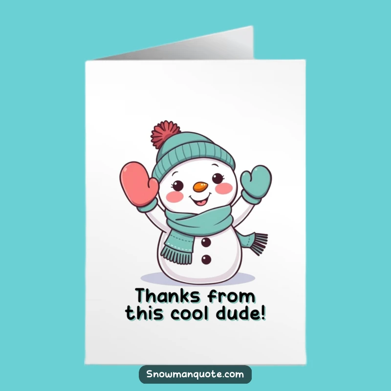 Free Printable Thank You Card: Snowman Waving - Downloadable
