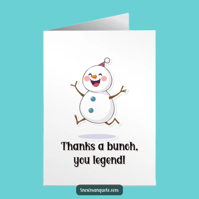 Free Printable Thank You Snowman Card Funny Gratitude Downloadable Gift