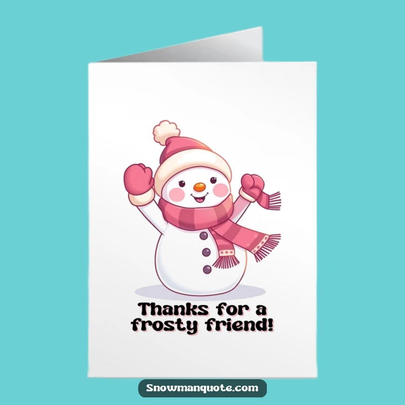 Friendly Snowman Thank You Card Free Printable: Scarf Banner Downloadable Gift