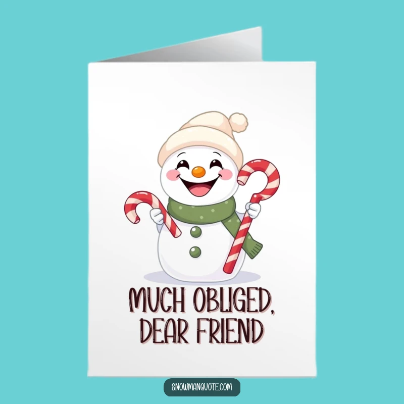 Funny Free Printable Thank You Card: Snowman Candy Cane Wish Downloadable Gift