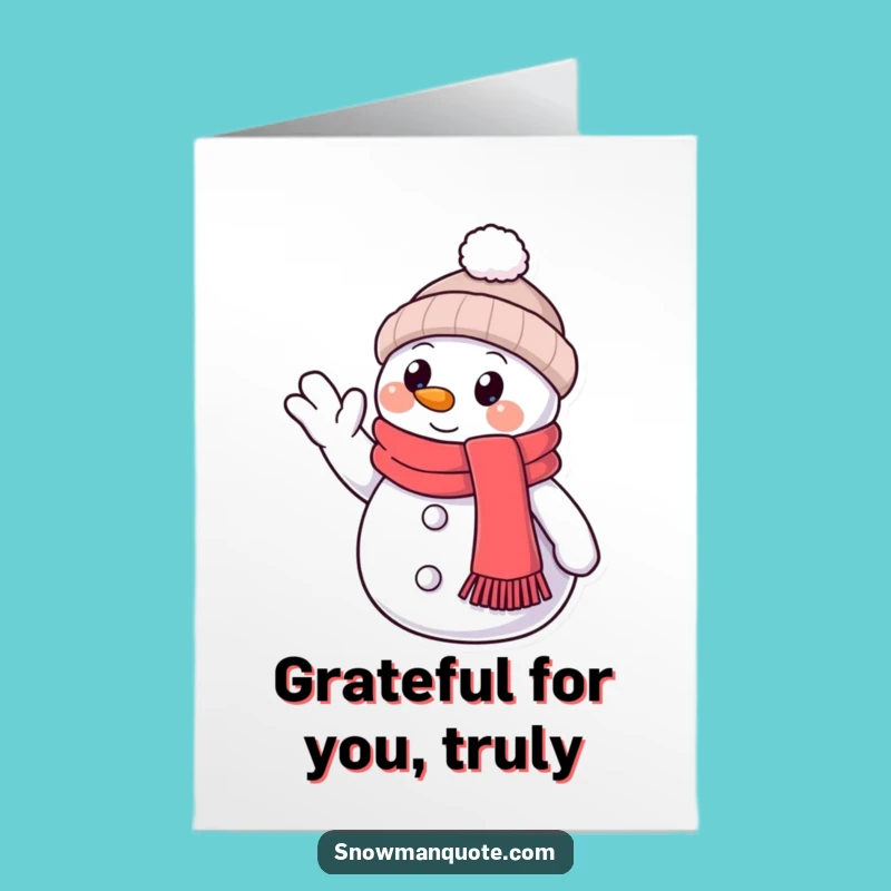 Free Printable Thank You Card: Friendly Snowman Wave - Funny Downloadable Gift