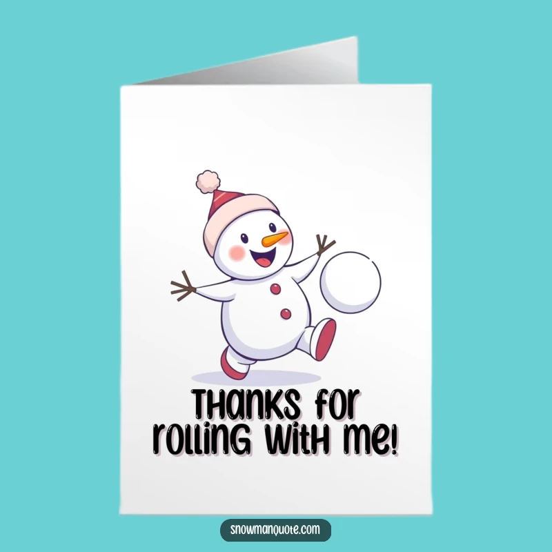 Playful Snowman Thank You Card Free Printable: Snowball Fun Downloadable Gift