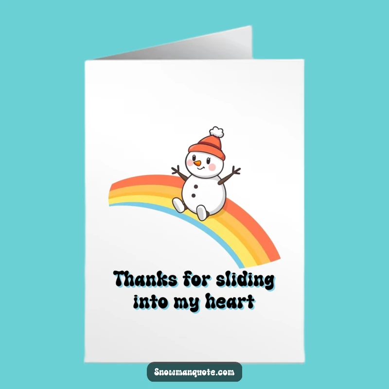 Free Printable Snowman Rainbow Card: Funny Thanks Downloadable Gift