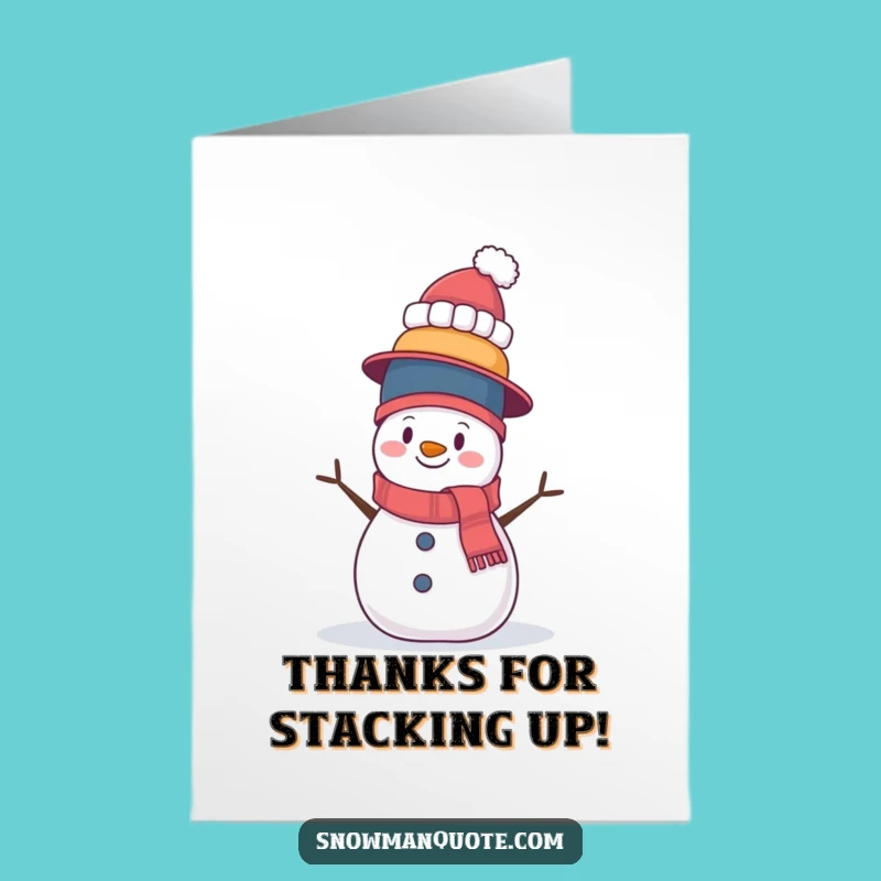 Free Printable Thank You Card: Snowman Hats Wobble, Cheerful Downloadable Gift