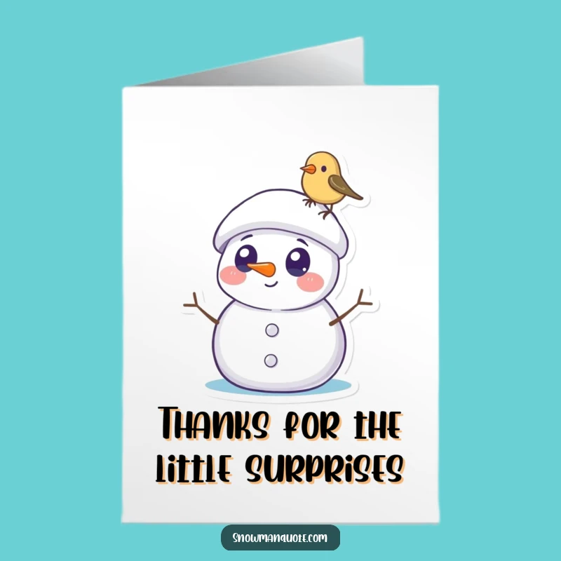 Free Printable Snowman Bird Thank You Card: Funny Surprise Downloadable