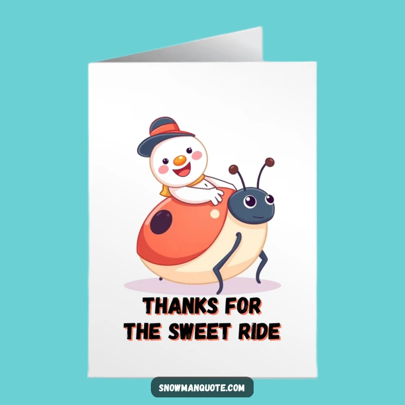 Free Printable Snowman Ladybug Thank You Card: Funny Ride Downloadable Gift