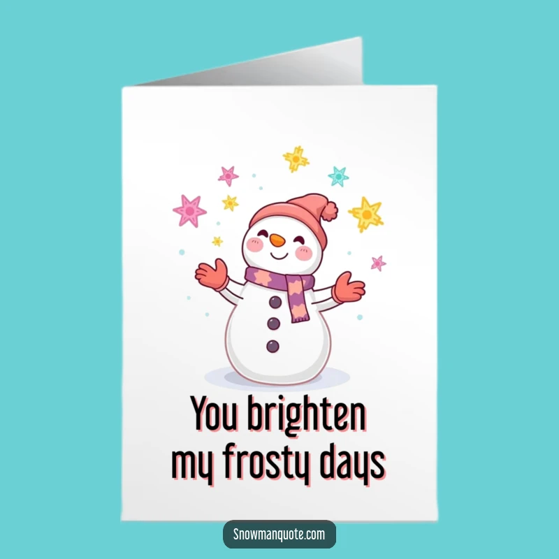 Free Printable Thank You Card: Juggling Snowman Snowflakes Funny Gift