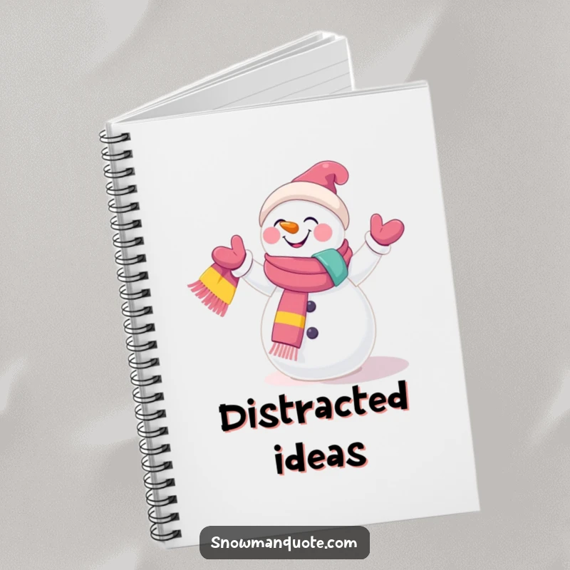 Funny Notebook: Featuring a giggling snowman juggling colorful scarves, ideal for jotting down notes and ideas with a playful flair.