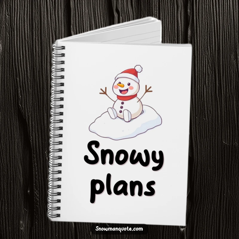 Funny Playful Snowman Hill Notebook with a joyful snowman sliding down a snowy hill, ready to capture winter thoughts.