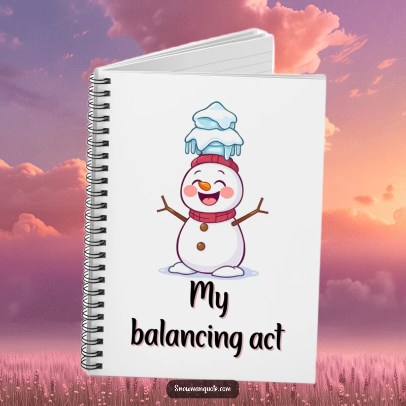 Funny Snowman Notebook: A giggling snowman attempts to balance a stack of icicles on its head, perfect for jotting down funny ideas.