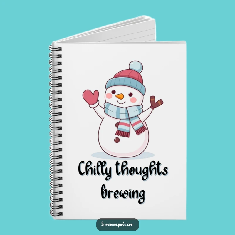 Funny Snowman Notebook - Jaunty Scarf & Wave for Jotting Down Fun Gift
