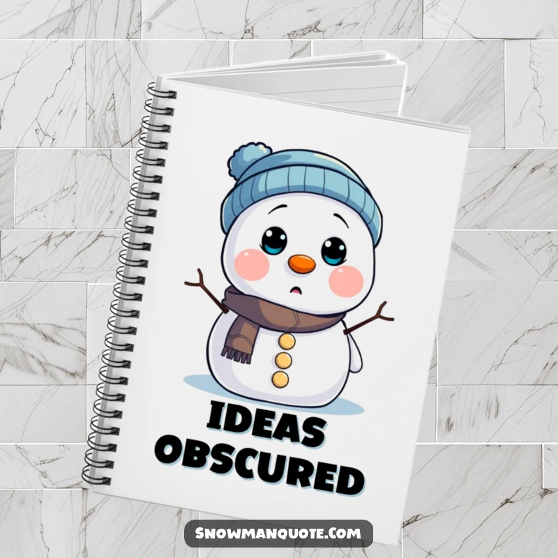 Funny Notebook: Featuring a snowman humorously obscured by its hat, ideal for journaling and note-taking with a touch of humor.