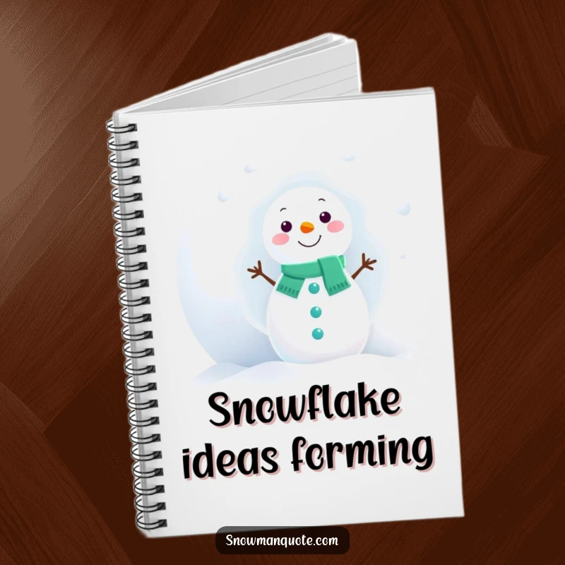 Funny Snowman Notebook: Features a snowman playfully peeking from behind a large snowball, ready for notes.