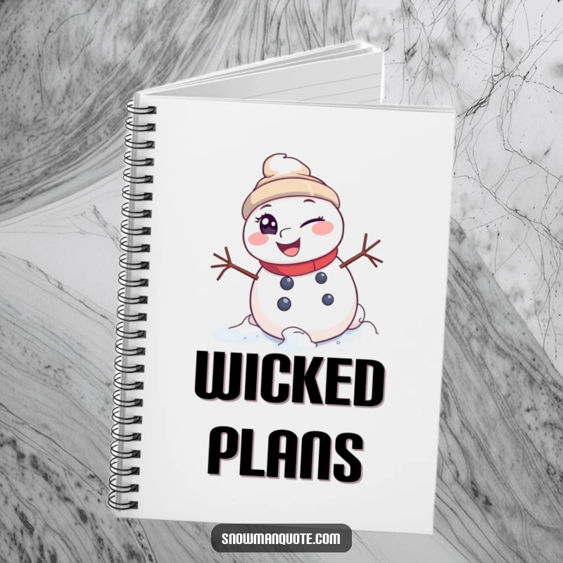Funny Notebook: Featuring a winking snowman rolling downhill, ideal for jotting down notes and ideas with a playful and adventurous flair.