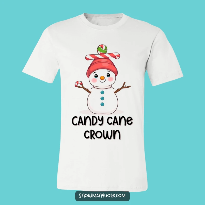 Funny Candy Cane Snowman T-Shirt: Festive Balance Tee for Holiday Fun
