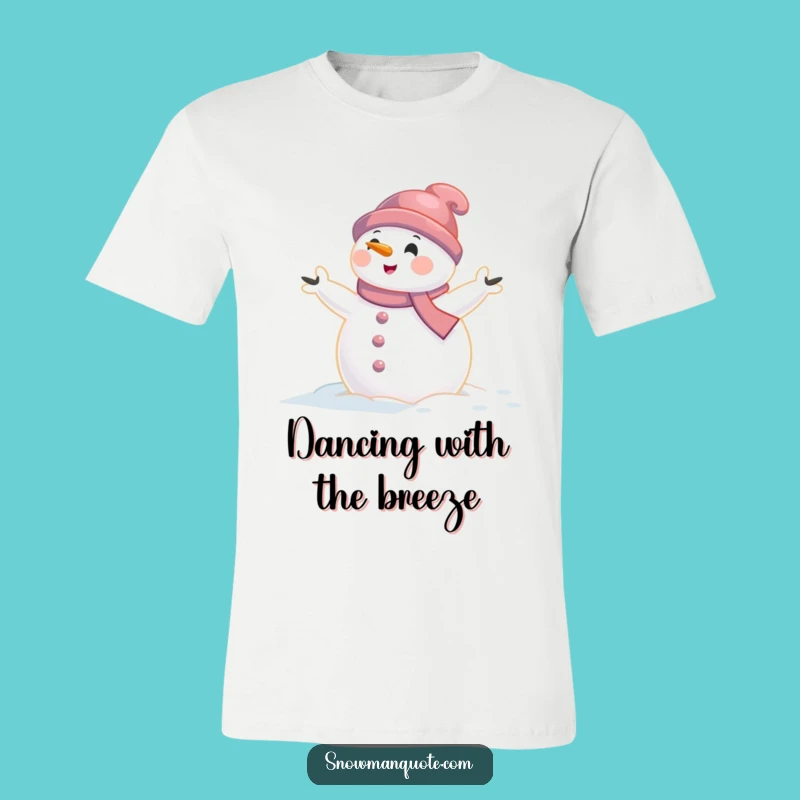 Funny Snowman Wind T-Shirt: Arms Aflutter for Hilarious Winter Bluster Gift