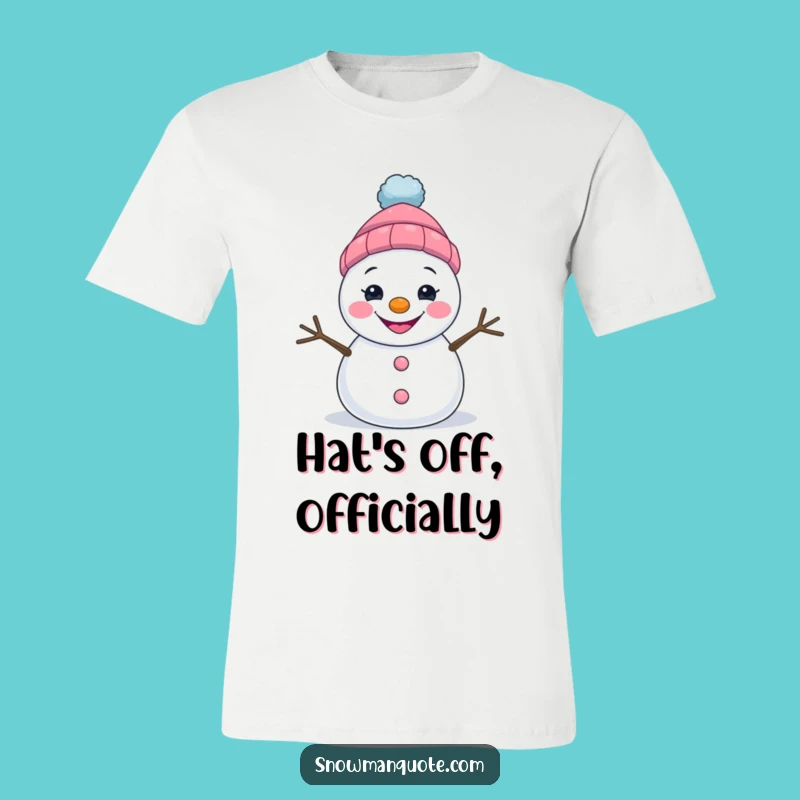 Funny Grinning Snowman T-Shirt - Quirky Hat Character Tee