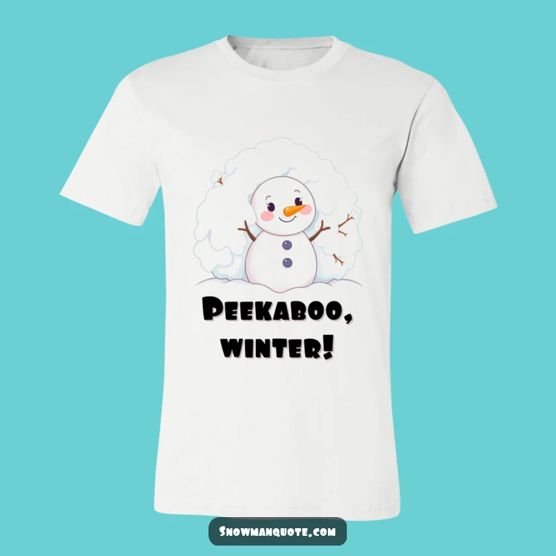 Funny Peeking Snowman T-Shirt - Delightful Winter Surprise Hilarious Gift