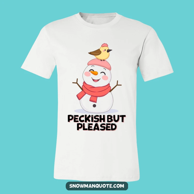 Funny Snowman Pecked Hat T-Shirt: Humorous Winter Character Tee Gift