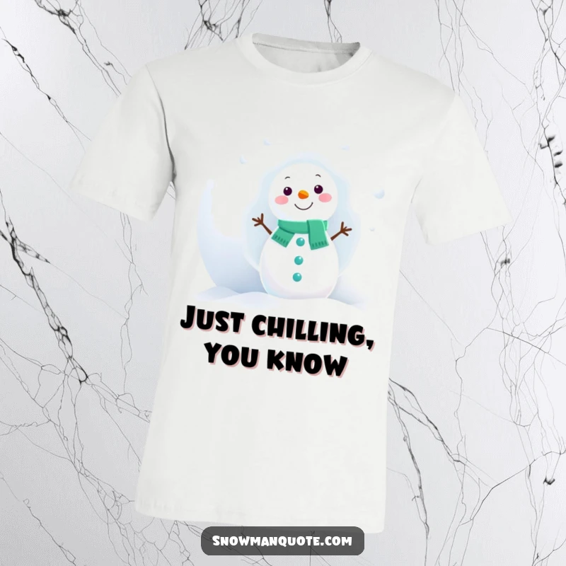 Funny Snowman T-Shirt: A snowman peeks out playfully from behind a massive snowball, embodying winter fun.