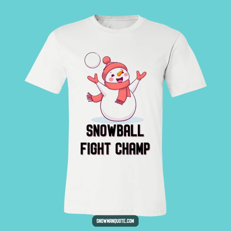 Funny Snowman Snowball T-Shirt: Delighted Winter Action Tee, Comical Catch, Perfect Funny Gift
