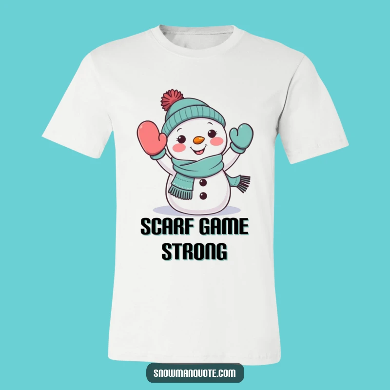 Funny Snowman Waving T-Shirt: Cheerful Winter Character Apparel Gift