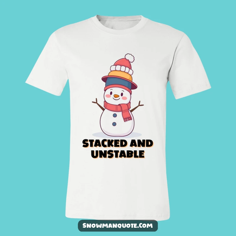 Funny Wobbly Hat Snowman T-Shirt - Comedic Juggling Apparel