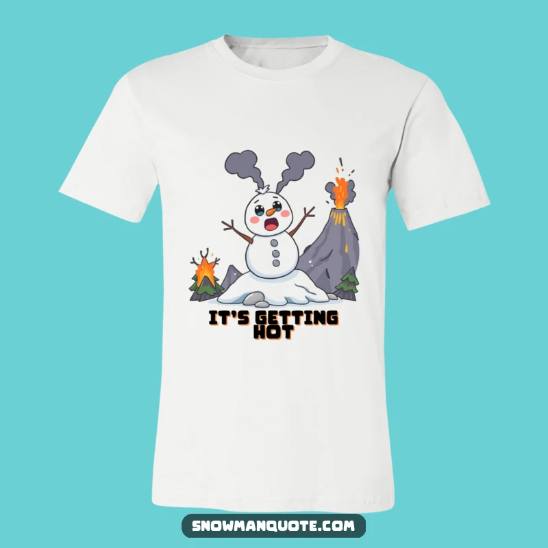 Funny Volcano Snowman T-Shirt: Surprised Character Tee for Bold Statements