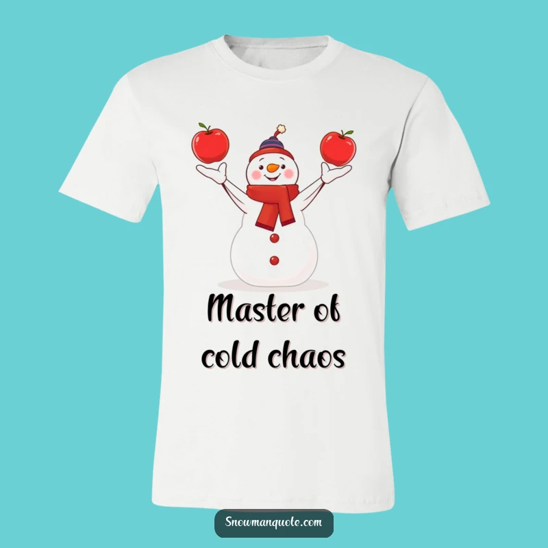 Funny Juggling Snowman T-Shirt - Apple Acrobat Hilarious Winter Gift