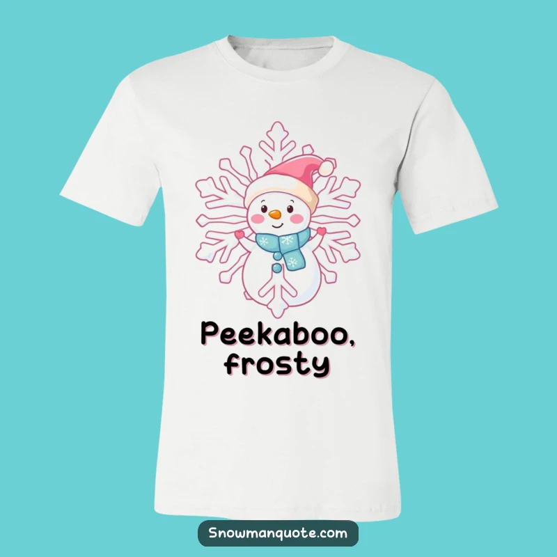 Funny Snowman Peeking T-Shirt: Mysterious Winter Character Apparel Gift