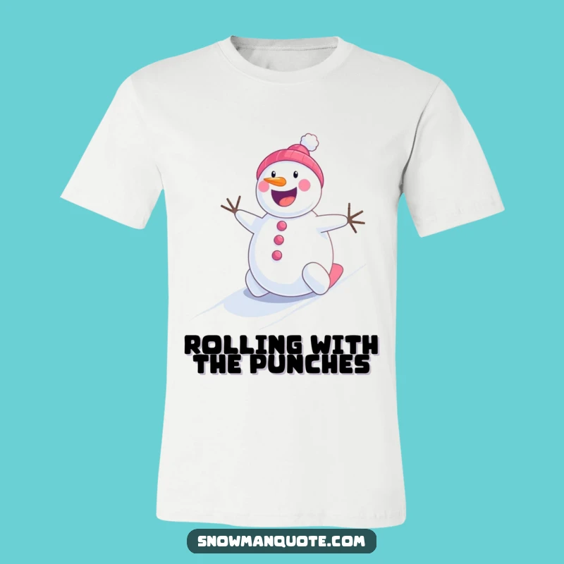 Funny Snowman Rolling T-Shirt - Cheerful Winter Fun Funny Gift