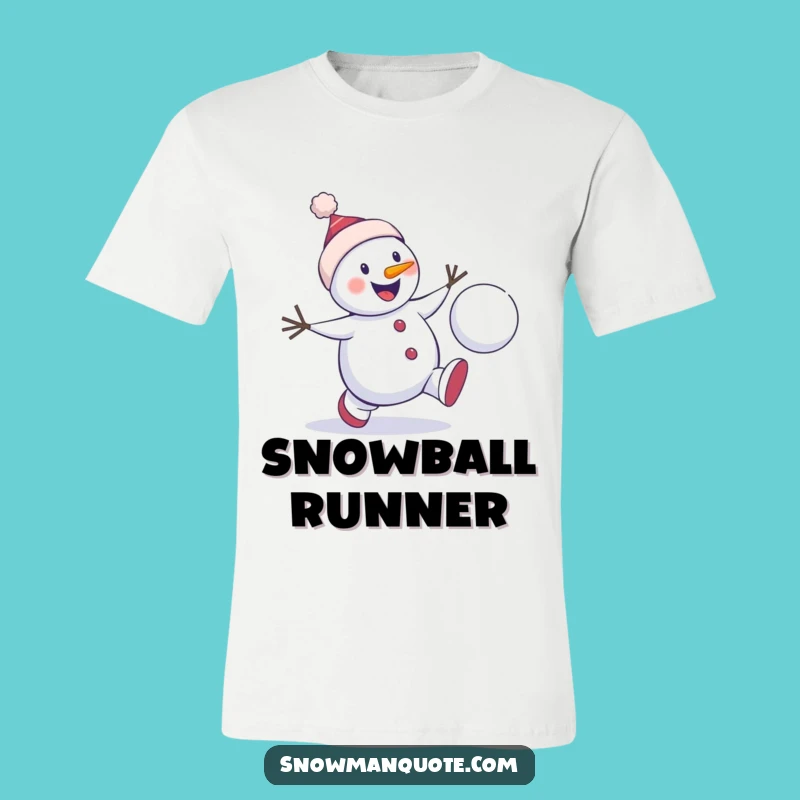 Funny Snowman Chase T-Shirt: Playful Winter Action, Energetic and Fun Gift