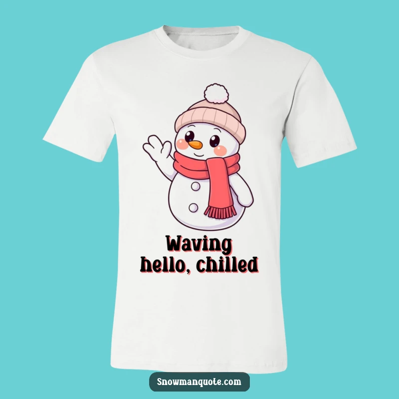 Funny Snowman Friendly Wave T-Shirt: Cozy Winter Character Tee Gift