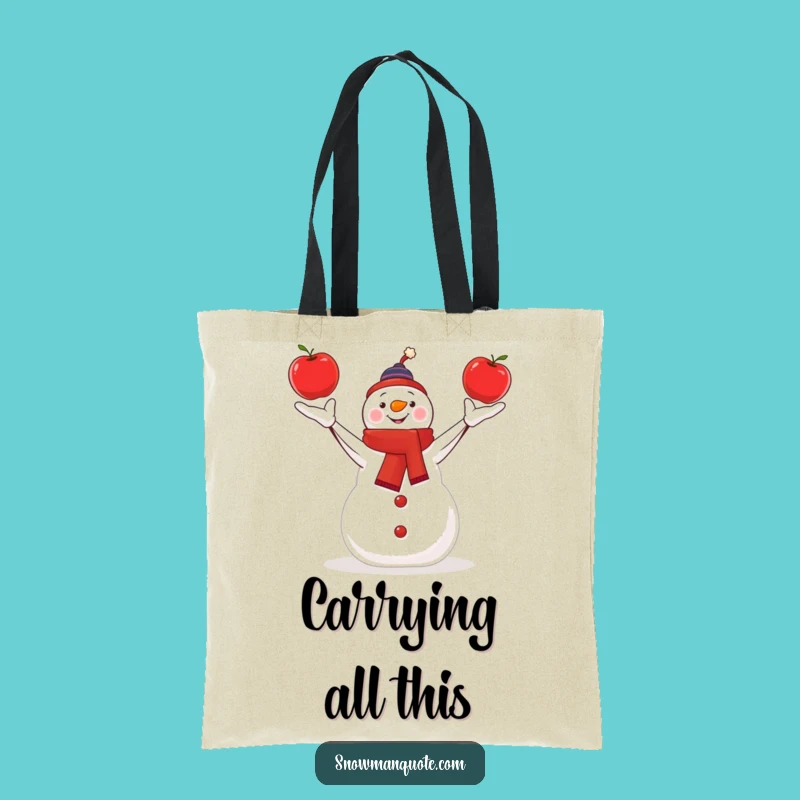 Funny Juggling Snowman Tote Bag - Apple Acrobat for Stylish Errands Gift