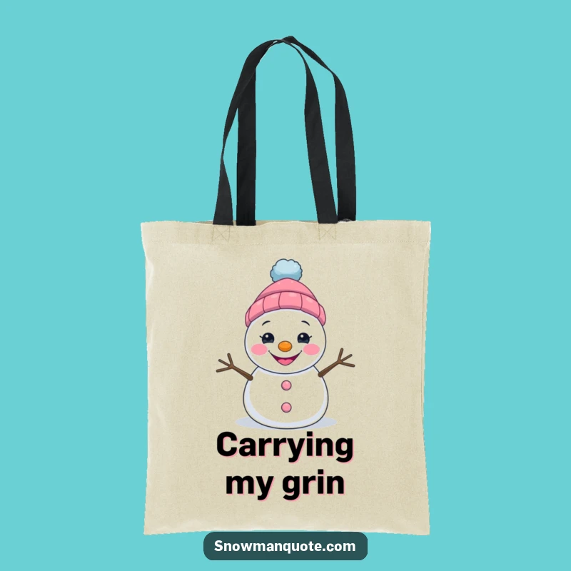 Funny Grinning Snowman Tote Bag - Quirky Accessory