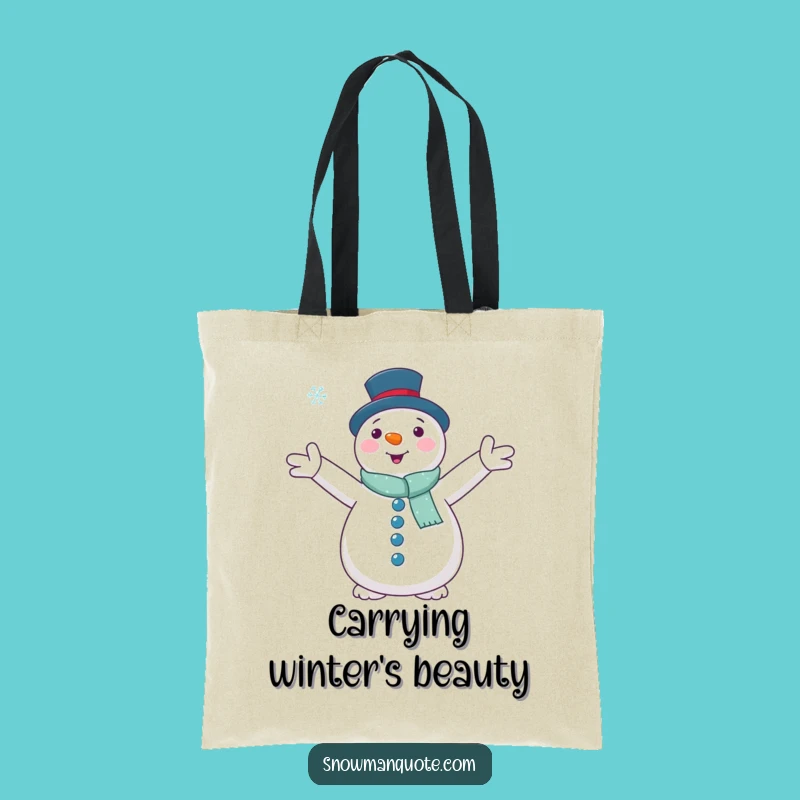 Funny Snowman Snowflake Hug Tote Bag: Winter's Gentle Touch, Chic Funny Gift