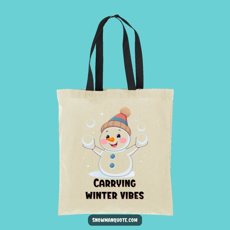 Funny Snowman Juggling Tote Bag: Hilarious Winter Accessory for Errands