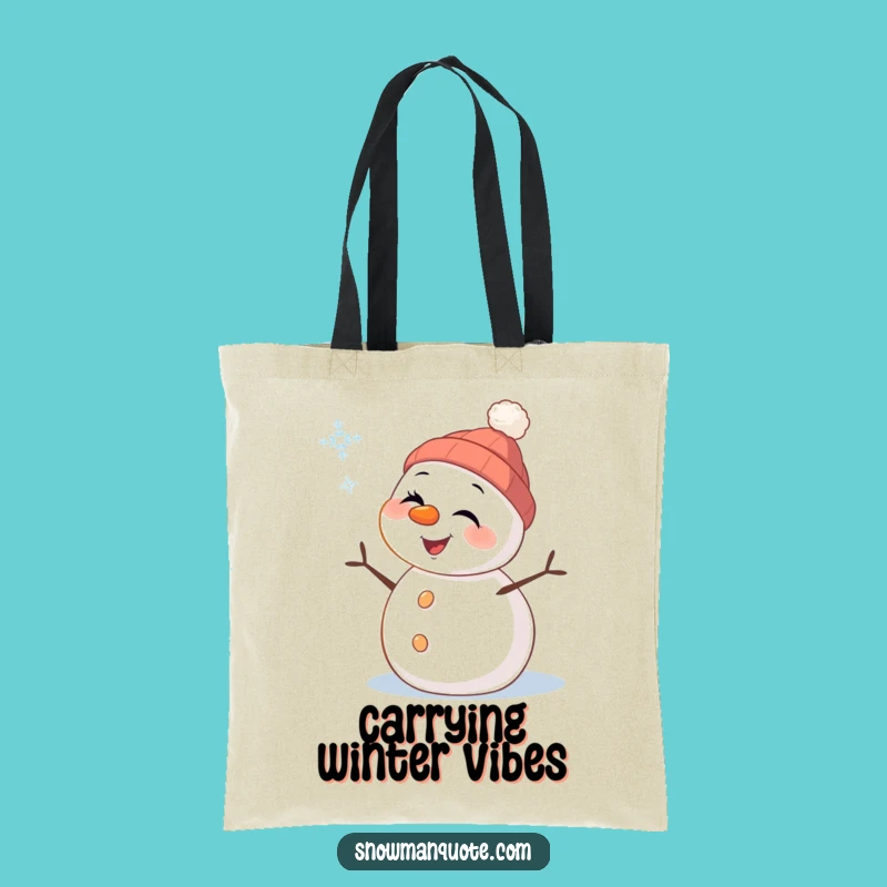 Funny Snowman Wink Tote Bag: Carry Winter Cheer with a Playful Pal, Practical Funny Gift