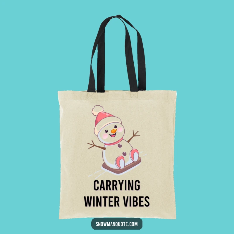 Funny Snowman Hill Slide Tote Bag: Carry Your Laughs with This Winter Character