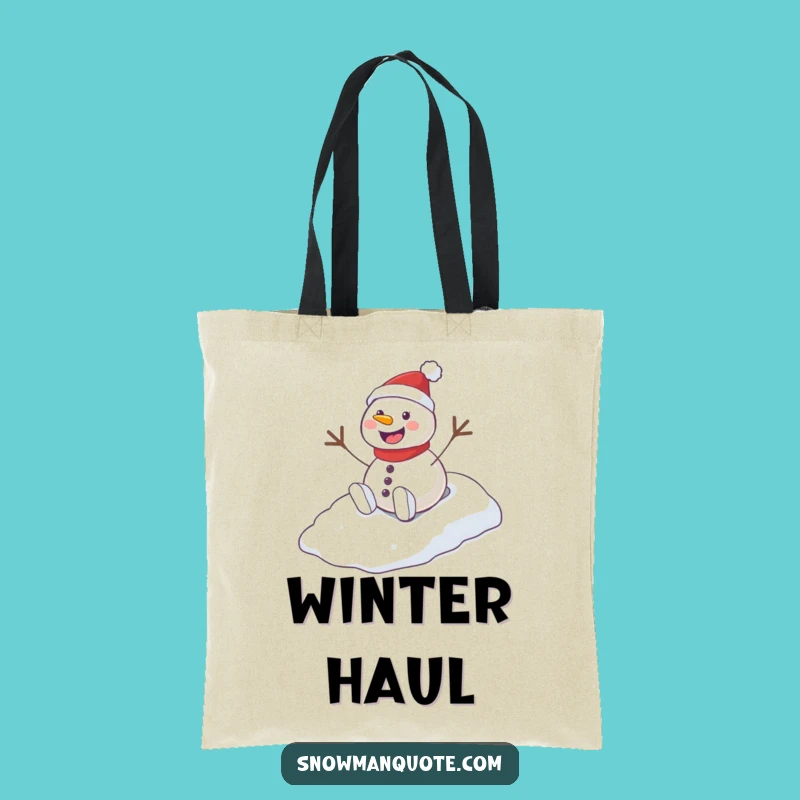 Funny Playful Snowman Hill Tote Bag: Carry Winter Fun Everywhere