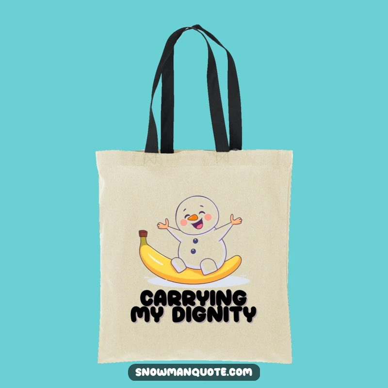 Funny Snowman Banana Peel Tote Bag - Comedic Winter Shopping Gift