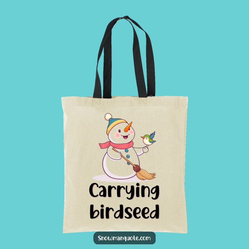 Funny Snowman & Bird Tote Bag - Stylish & Humorous Winter Carryall